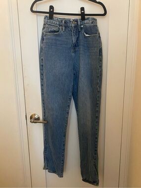 Good American Straight-Leg High-Rise Blue Jeans Size 0